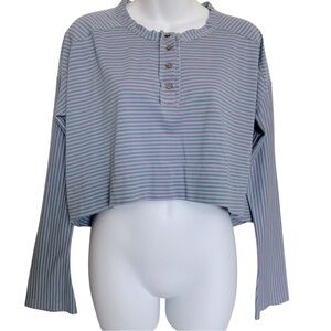 Intimately Free People Lounge Top Seeing Stripes Cropped Slouch Henley
